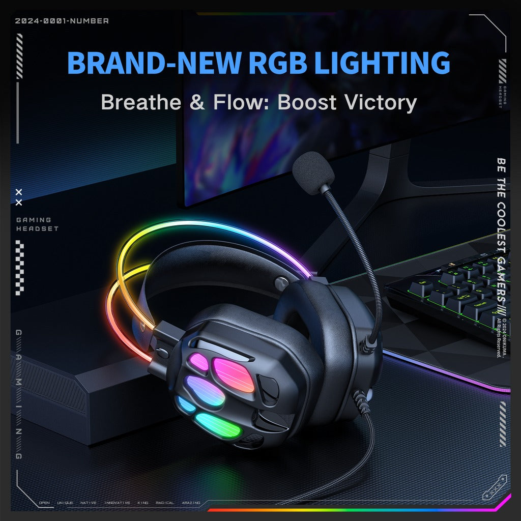Onikuma X89 RGB Gaming Headphone with Noise-Cancelling Microphone