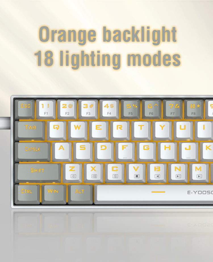 E-Yooso Z-686 Yellow Single Light 68 Keys Hot-Swappable Wired Mechanical Keyboard White/Grey