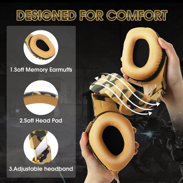 Onikuma K1-B Elite Stereo Gaming Headset (Camouflage Yellow)