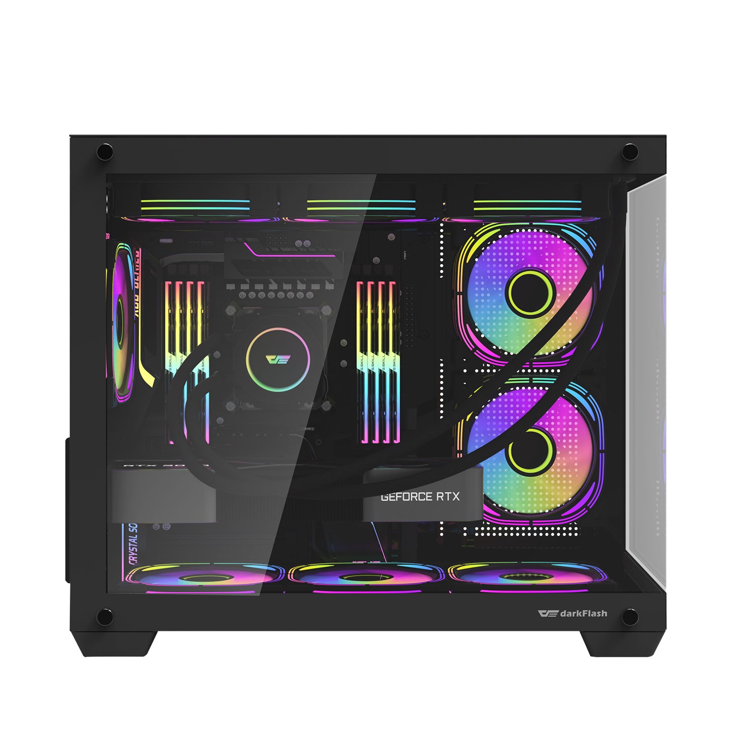 DarkFlash C285MP Exquisite M-ATX PC Case Tempered Glass Panoramic Side Transparent (Black)