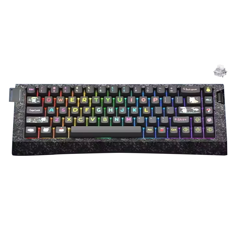 Ajazz AK680 V3 RGB Wired 68-Keys Magnetic Keyboard (Black Transparent Neon Chroma)