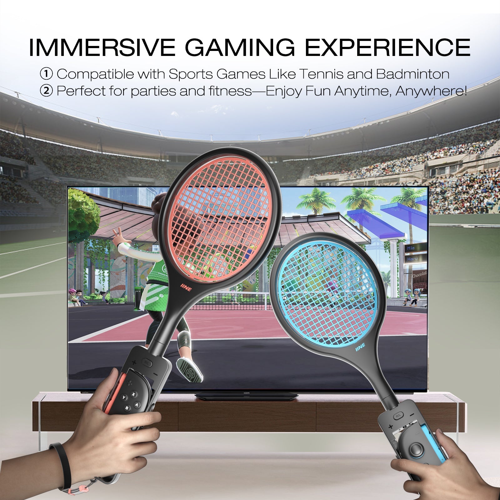 IINE Tennis Racket for Nintendo Switch / Nintendo Switch 2 (Orange/Blue) (L1085)