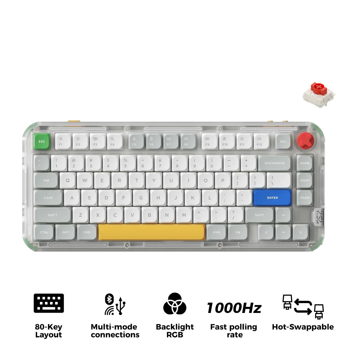 NuPhy Kick75 Hybrid Low-Profile IO RGB Hot-Swappable 80-Key Custom Mechanical Wireless Keyboard