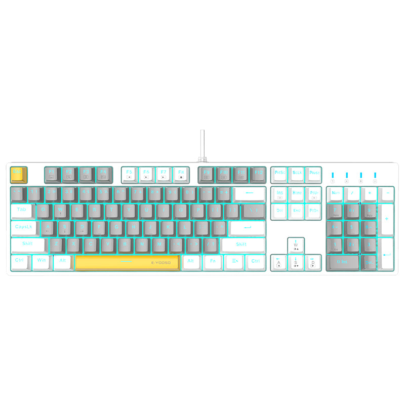 E-Yooso Z-14 Single Light 104 Keys Mechanical Keyboard Grey/White (Blue Switch)