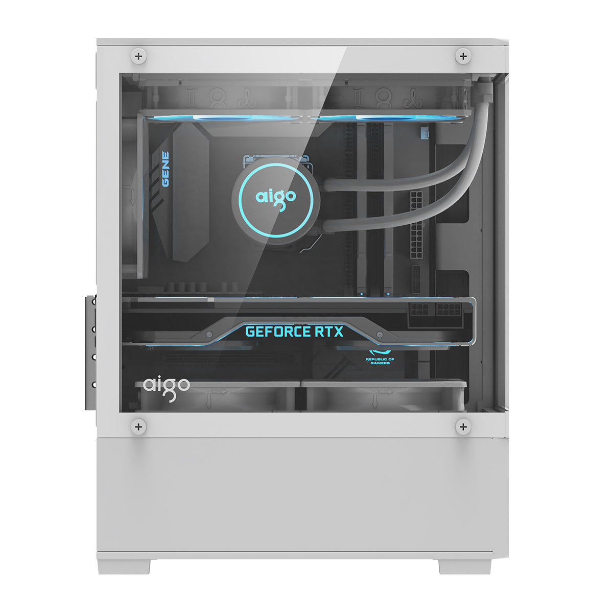 Aigo C196M Standard M-ATX Chassis Tempered Glass Side Panel with 3xCL12 Fans PC Case