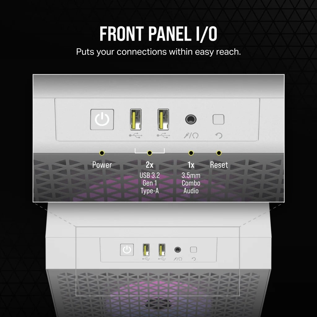 Corsair 3000D RGB Airflow Tempered Glass Mid-Tower ATX PC Case (White)