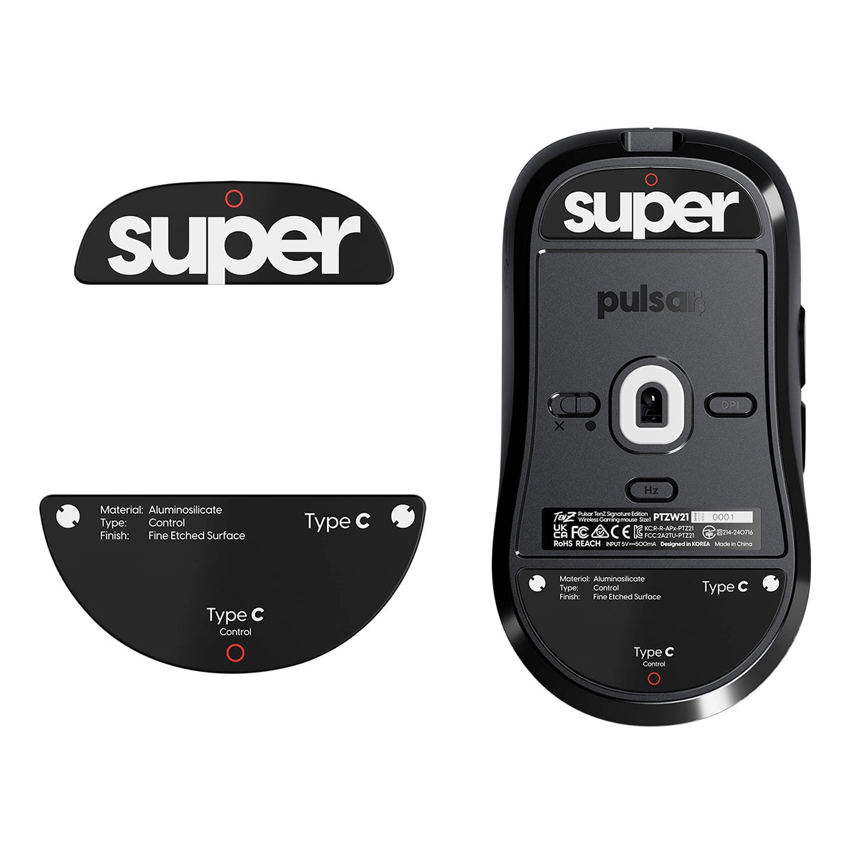 Pulsar Superglide Glass Skates Type-C for Pulsar Tenz Signature Edition (Black) (PTZSGCB)