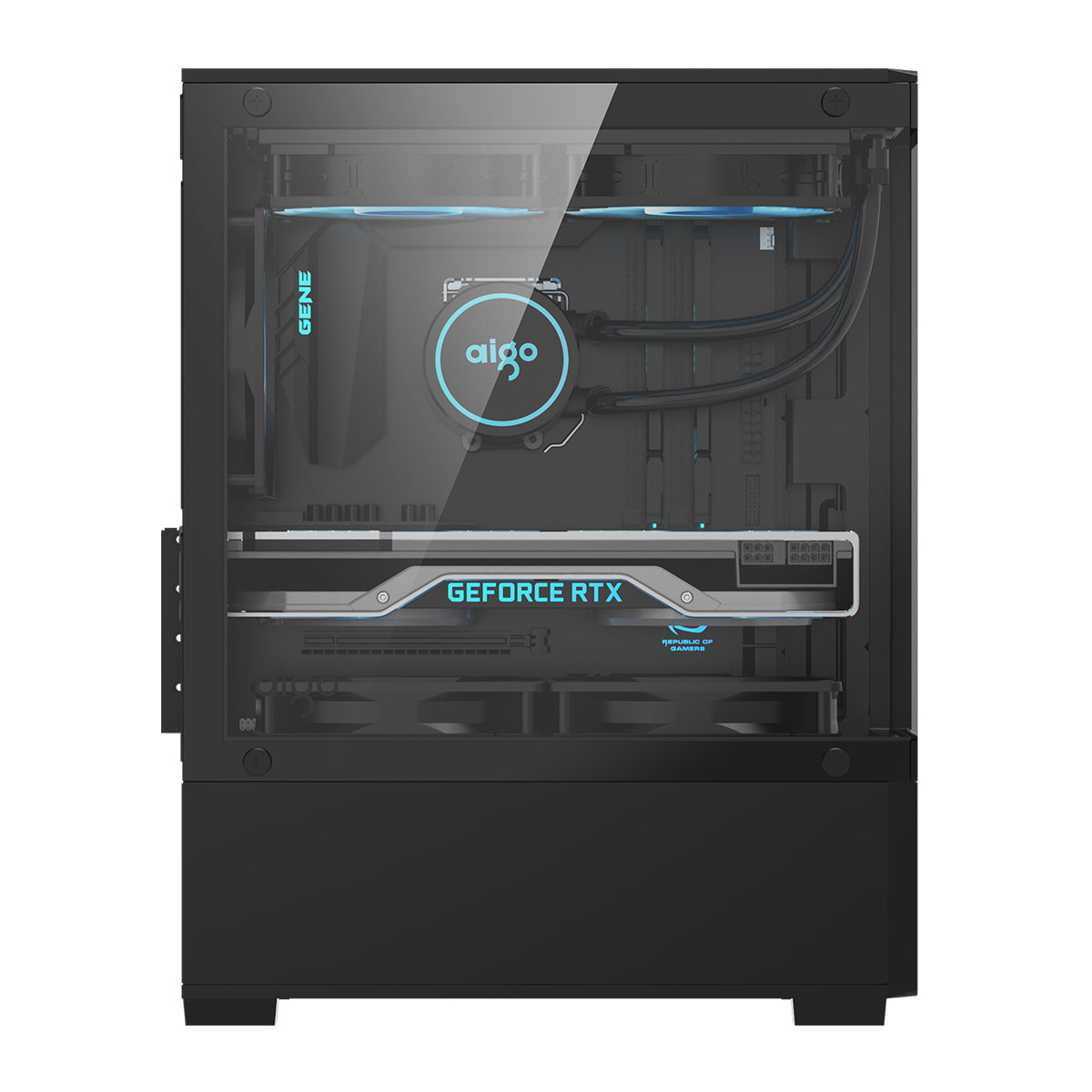 Aigo C196M Standard M-ATX Chassis Tempered Glass Side Panel with 3xCL12 Fans PC Case