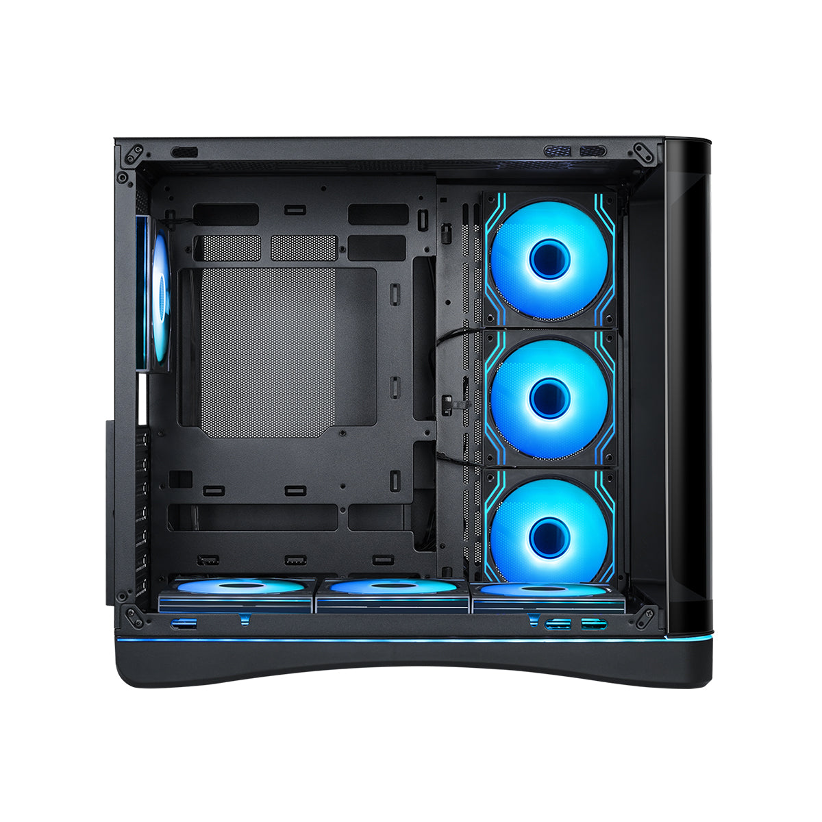 Sama V62 Mid-Tower Curved Panoramic TG Panel PC Case with 7x Pre-Installed ARGB Infinity Fans (Black, White) (V62-BKADA7X1-GL, V62-WHADA7X1-GL)