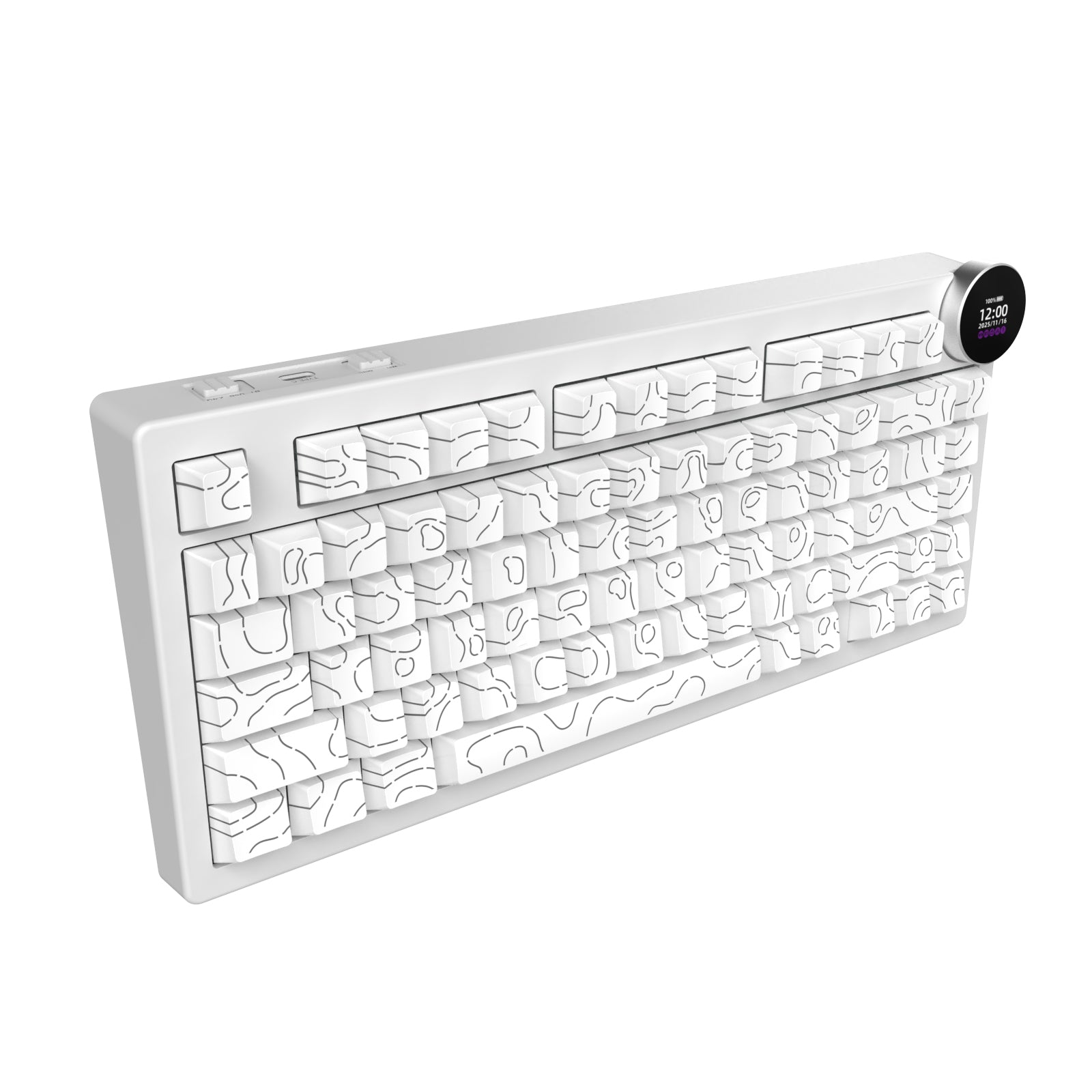 Ajazz AK820 V2 RGB Tri-Mode Mechanical Keyboard (Contour Lines White) (White Peach Switch)