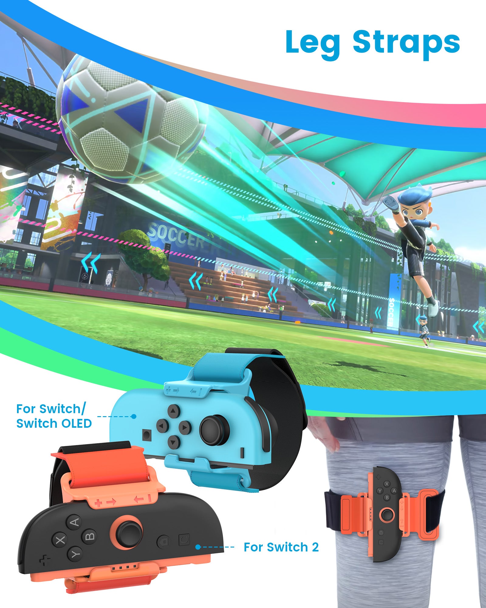 Transnovo 12-in-1 Sportswear Accessories Bundle for Nintendo Switch 2 Joy-Pad (Blue/Orange) (NS2-GA01)