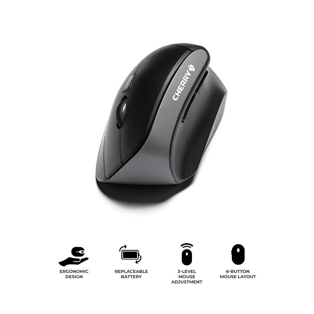 Cherry MW 4500 Wireless Ergonomic Mouse (Black) (JW-4500)