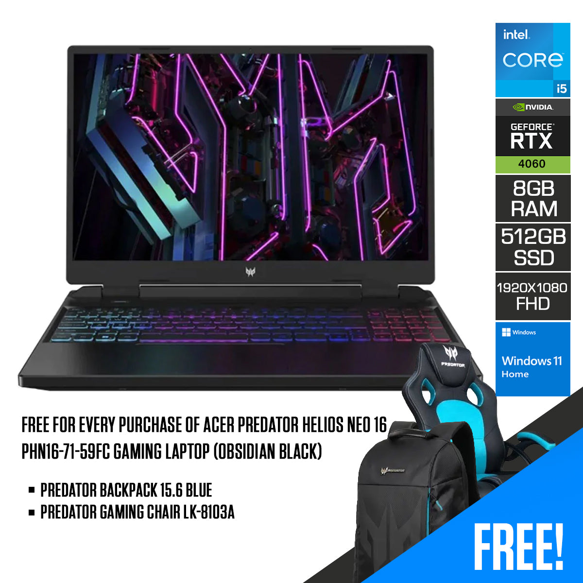 Predator laptop discount free gaming chair