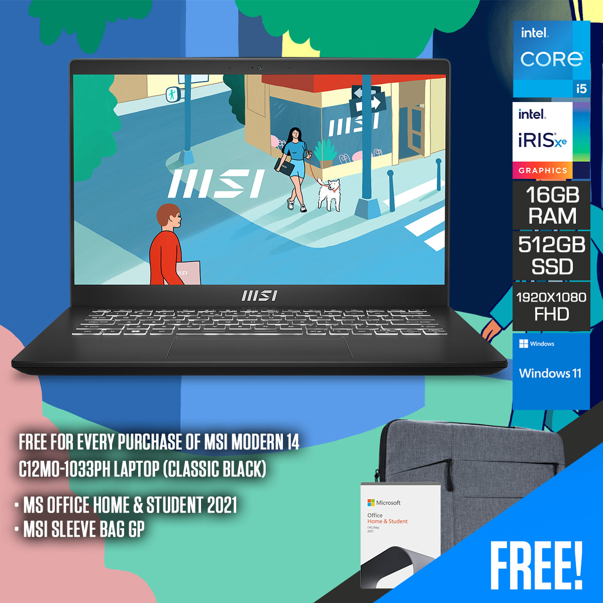 MSI Modern 14 C12MO-1033PH Laptop (Classic Black)