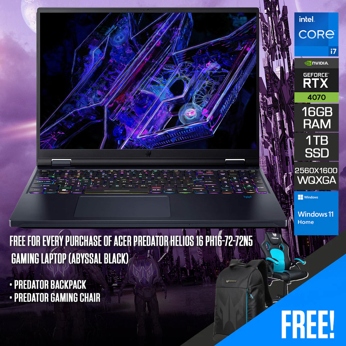 Acer Predator Helios 16 PH16-72-72N5 Gaming Laptop (Abyssal Black) 16