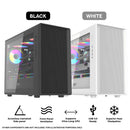 DarkFlash DB460M TG Panel Luxury M-ATX PC Case (Black, White)