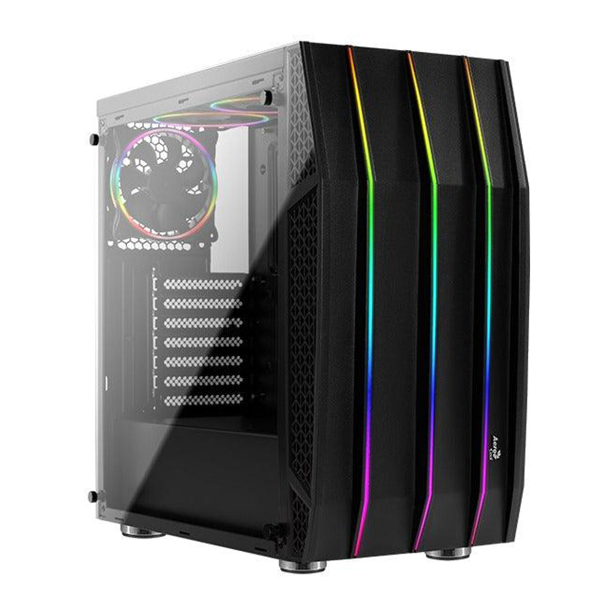 Aerocool Klaw-G-BK-V1 Tempered Glass RGB Mid-Tower Case (Black)