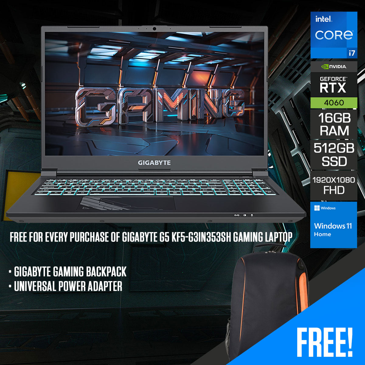 Gigabyte G5 KF5-G3IN353SH Gaming Laptop | 15.6