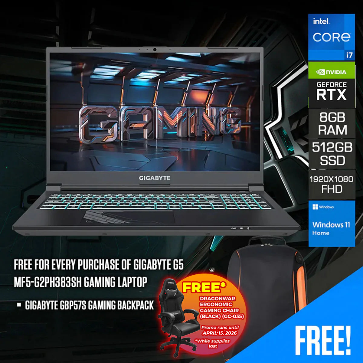 Gigabyte G5 MF5-G2PH383SH Gaming Laptop