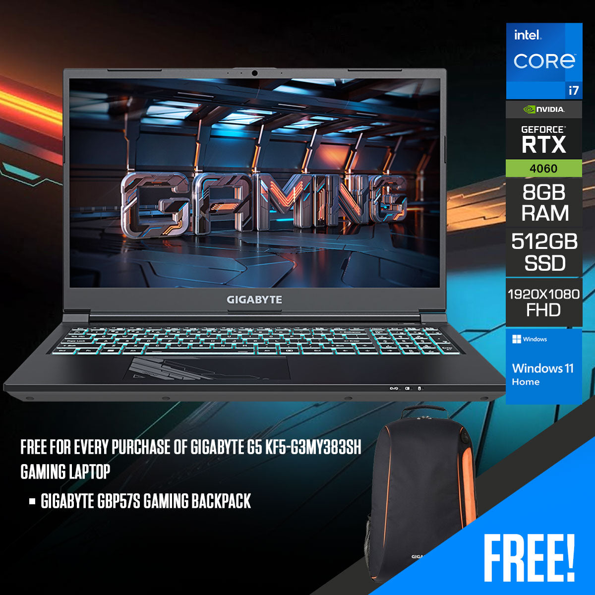 Gigabyte G5 KF5-G3MY383SH Gaming Laptop