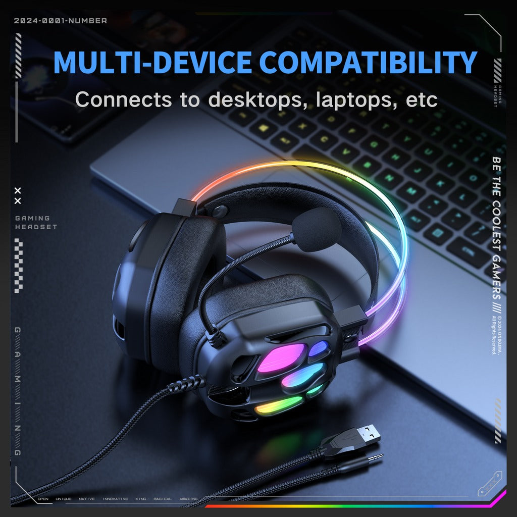Onikuma X89 RGB Gaming Headphone with Noise-Cancelling Microphone
