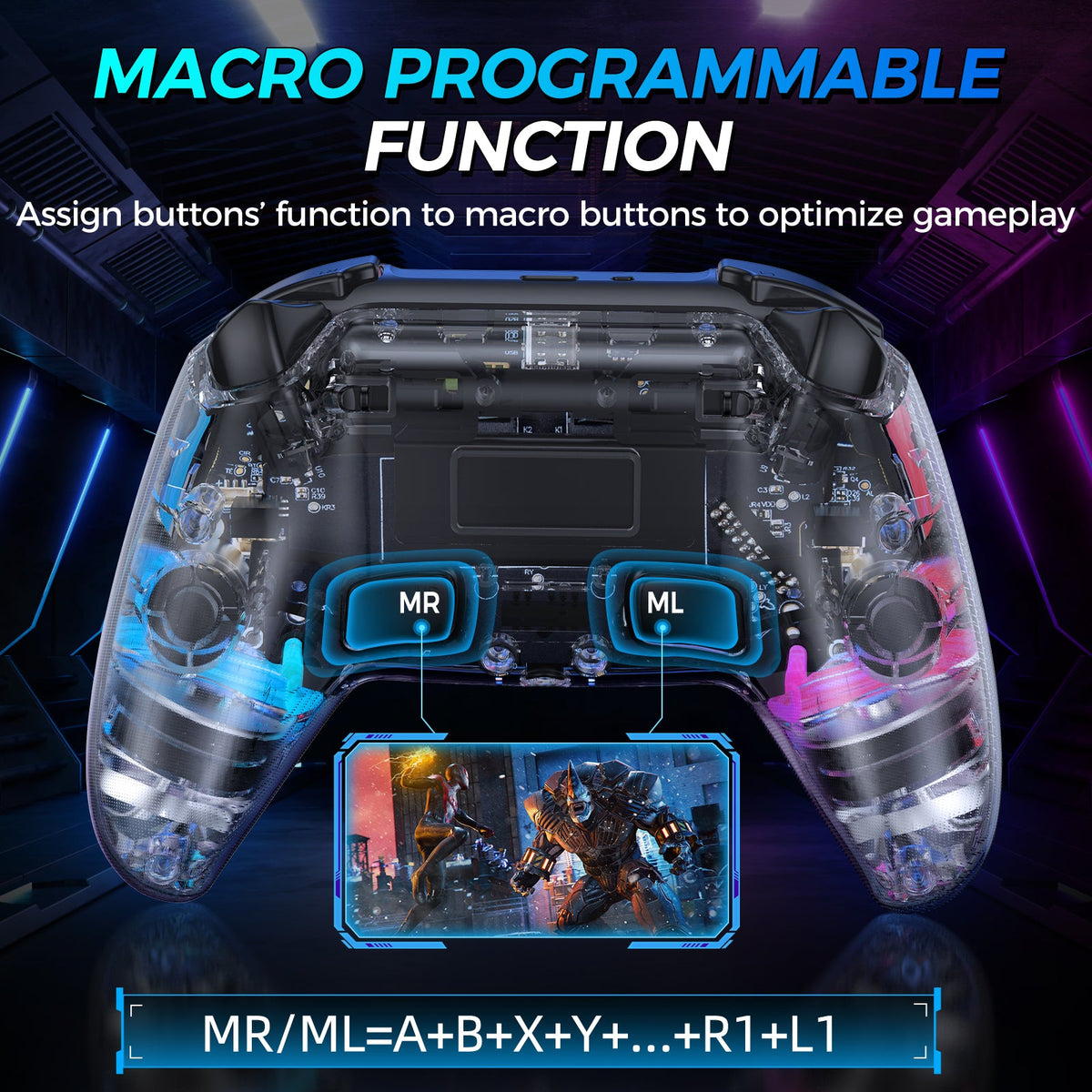 IINE Bastet Wireless Controller for PS4 / PC (Transparent) (L977)