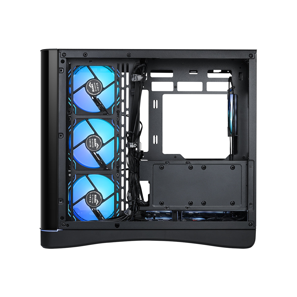 Sama V62 Mid-Tower Curved Panoramic TG Panel PC Case with 7x Pre-Installed ARGB Infinity Fans (Black, White) (V62-BKADA7X1-GL, V62-WHADA7X1-GL)
