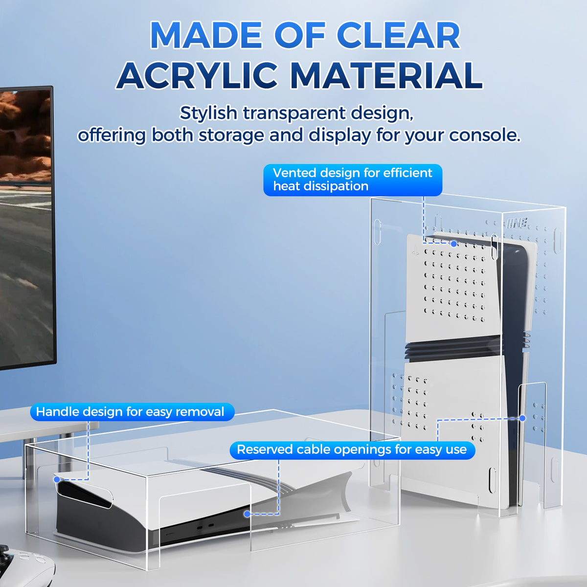 IINE Horizontal Acrylic Dust Cover for PS5 Pro (L1057)