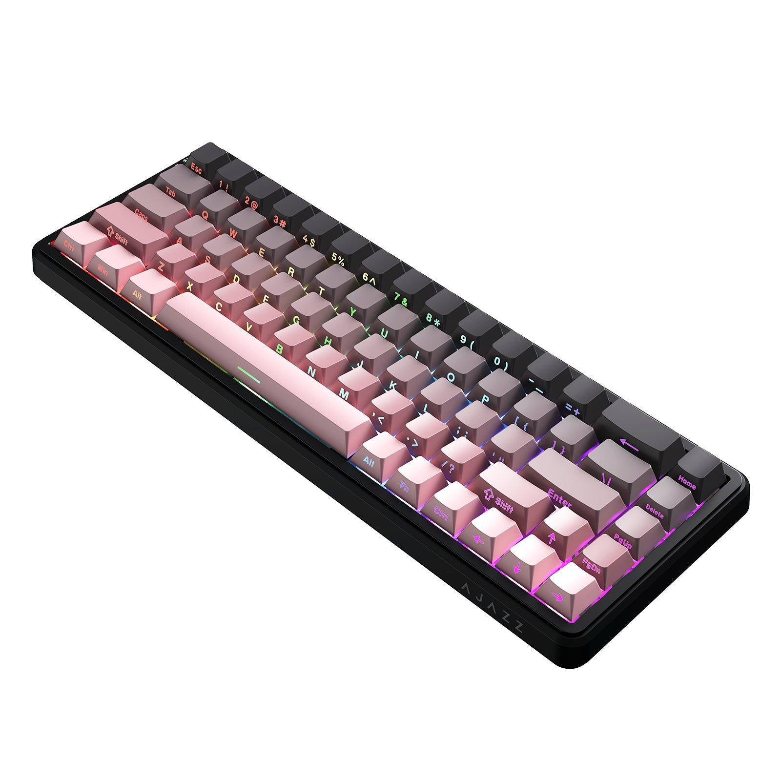 Ajazz AK680 Max RGB Tri-Mode 68-Keys Aluminum Positioning Plate Gasket-Mounted South Facing (8K Wireless + 8K Wired) Polling Rate Hot Swappable Mechanical Keyboard (Gradient Pink) (Magnetic Grain Switch)