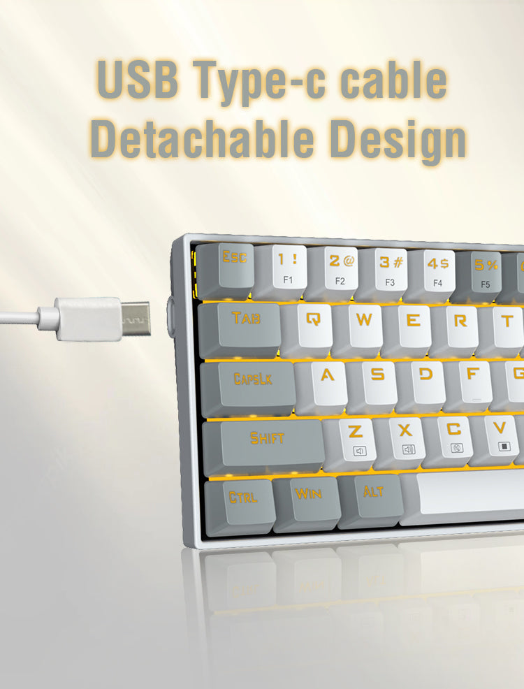 E-Yooso Z-686 Yellow Single Light 68 Keys Hot-Swappable Wired Mechanical Keyboard White/Grey