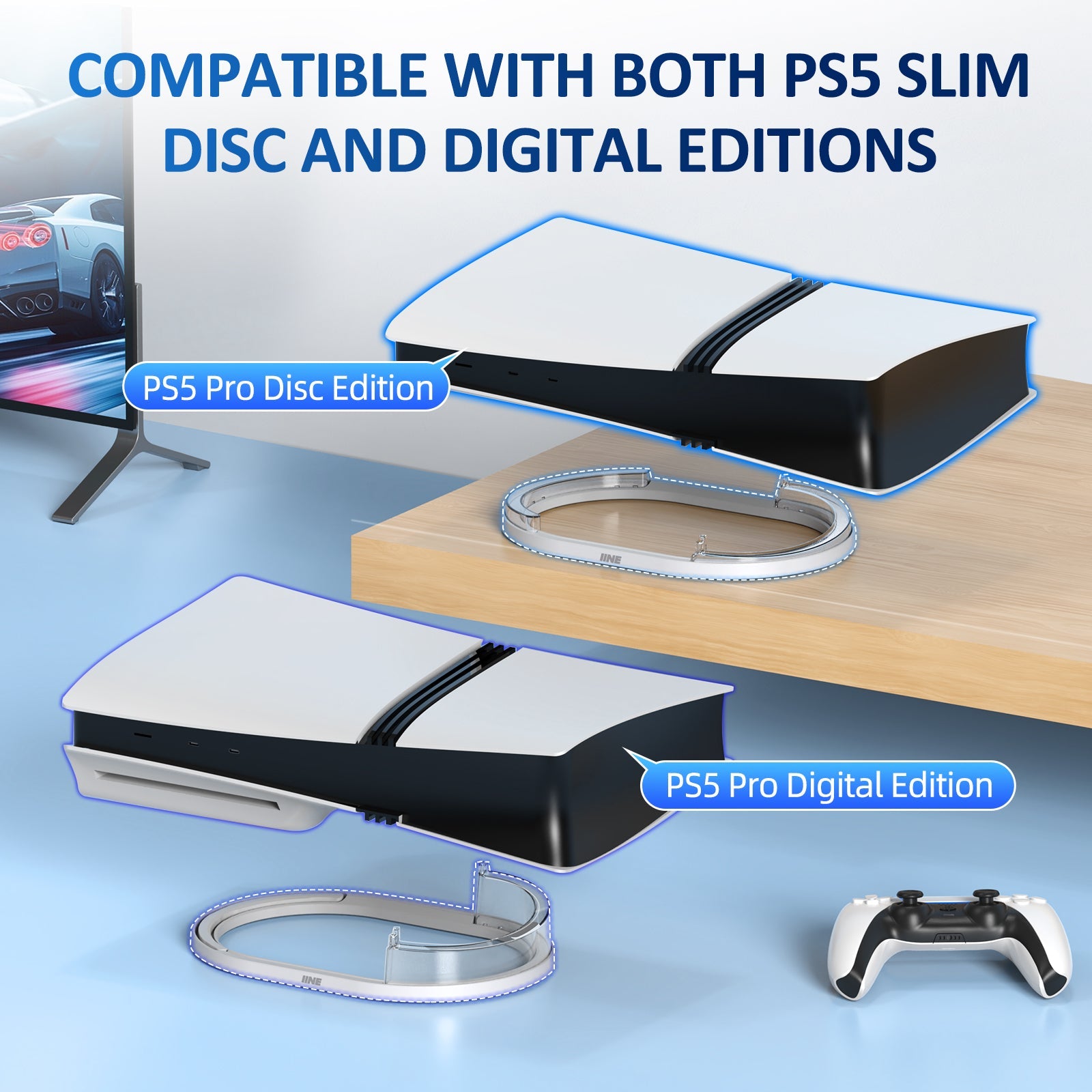 IINE Horizontal Stand for PS5 Pro (Transparent) (L1107)
