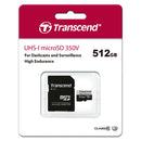 Transcend 350V HIgh Endurance MicroSDXC UHS-I Class 10 U1 100MB/S Read Memory Card w/ SD Adapter