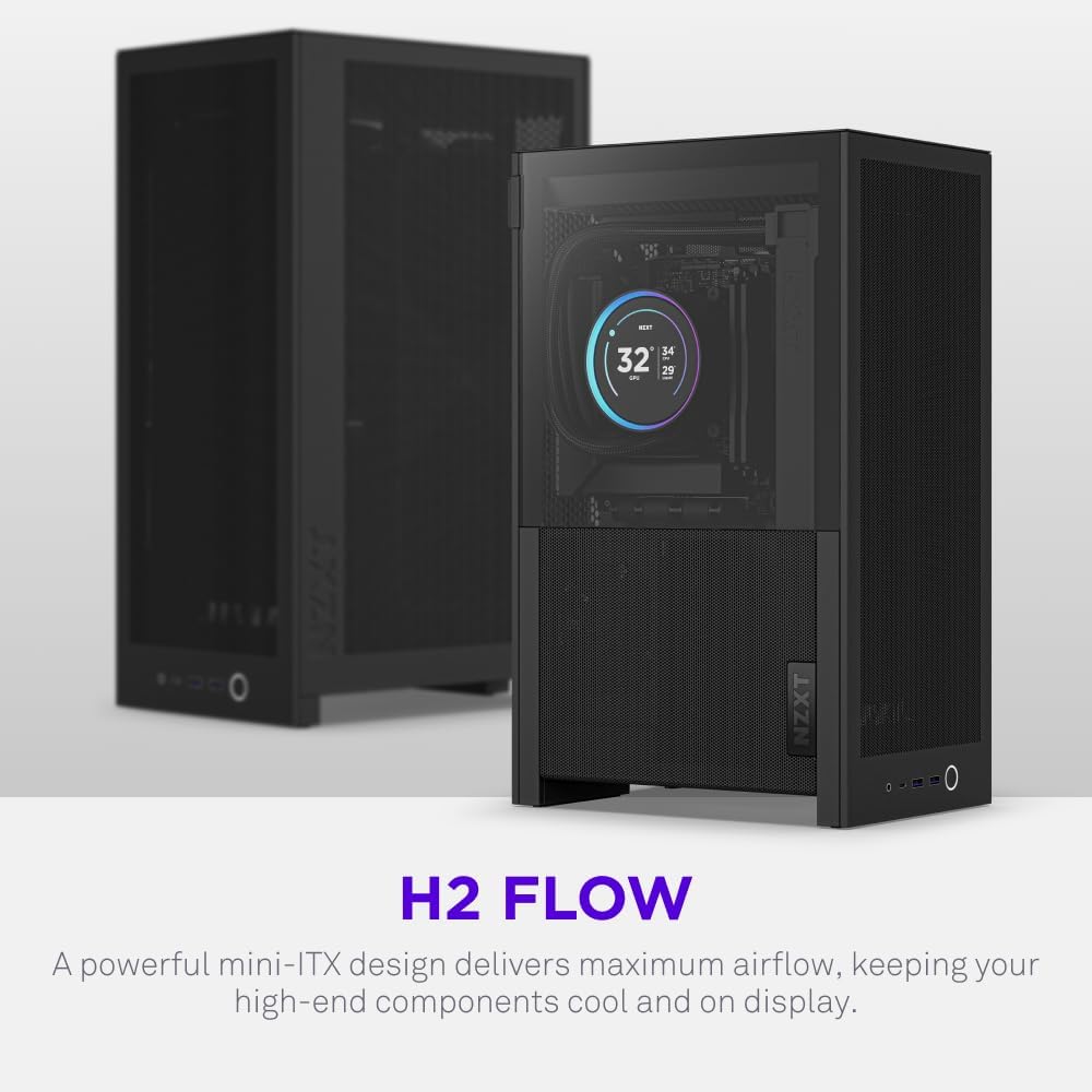 NZXT H2 Flow 2026 Mini-ITX Airflow Case (Black) (CI-H21FB-01)