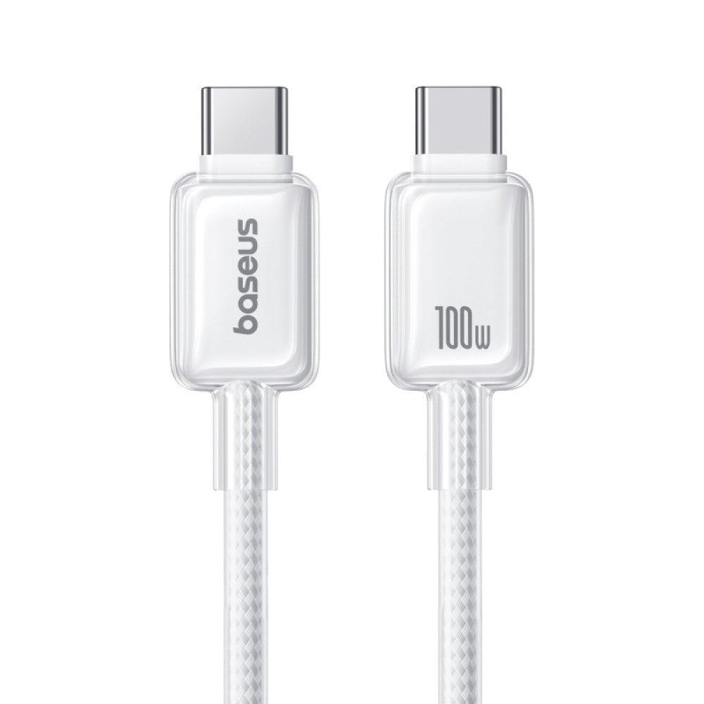 Baseus Crystal Fast Charging Data Cable USB-A to USB-C 100W (Moon White) (1M , 2M)