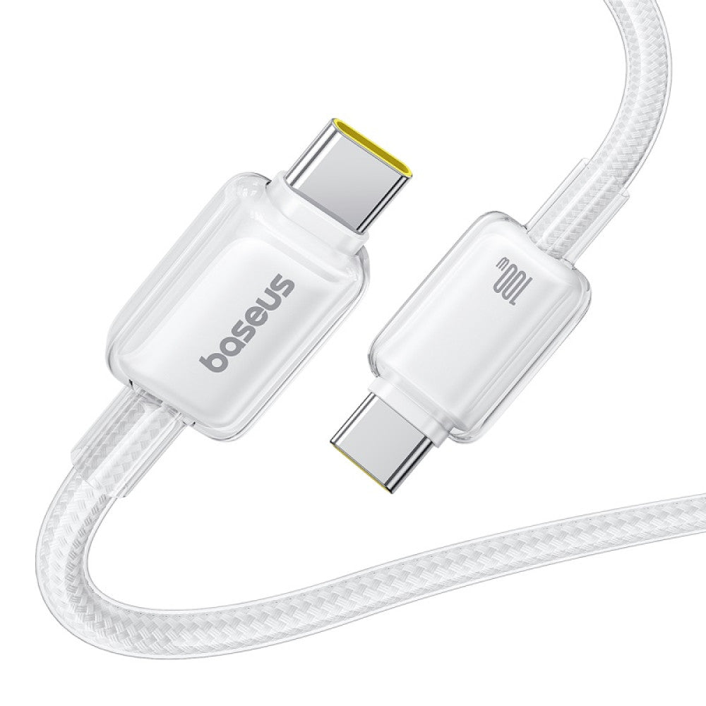 Baseus Crystal Fast Charging Data Cable USB-A to USB-C 100W (Moon White) (1M , 2M)