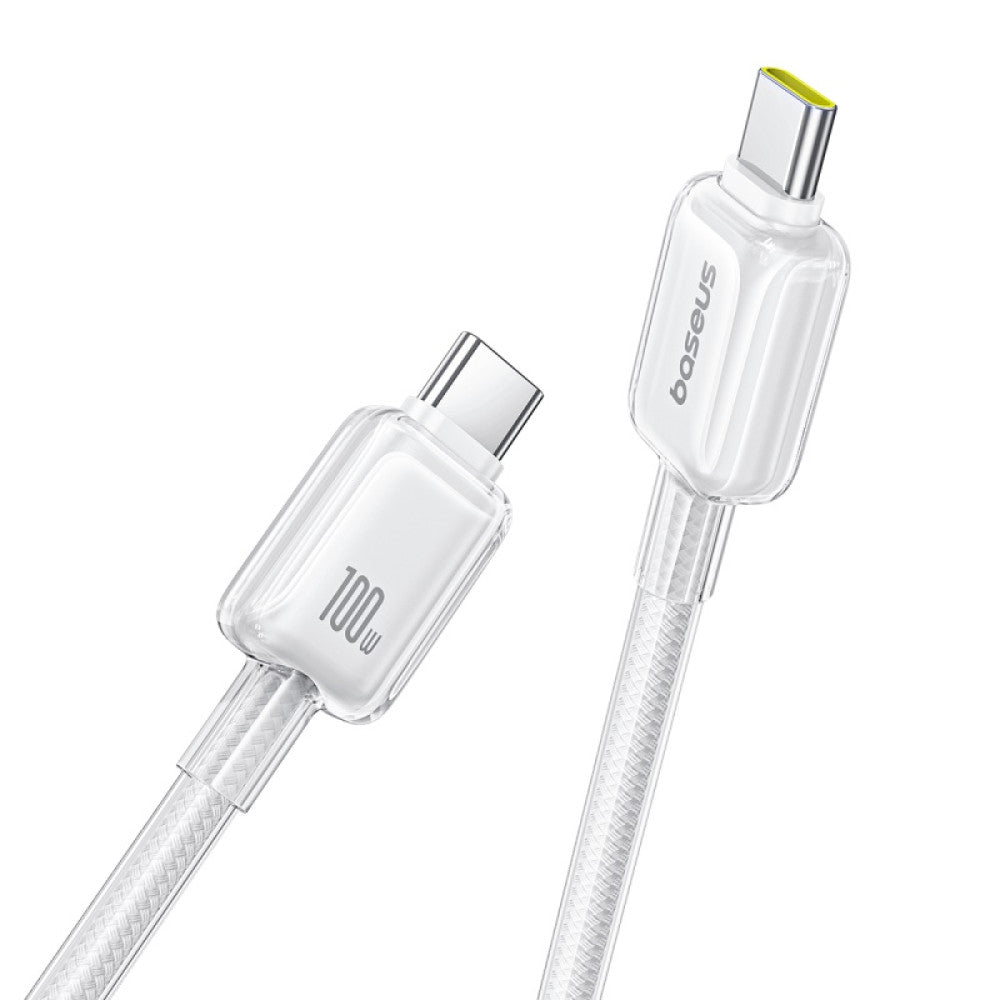 Baseus Crystal Fast Charging Data Cable USB-A to USB-C 100W (Moon White) (1M , 2M)