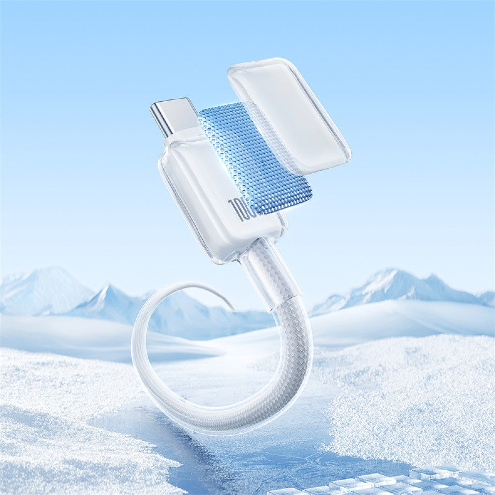 Baseus Crystal Fast Charging Data Cable USB-A to USB-C 100W (Moon White) (1M , 2M)
