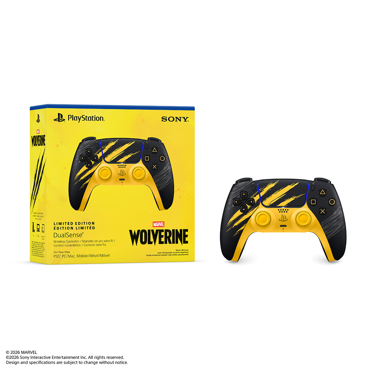 PS5 DualSense Wireless Controller – Marvels Wolverine Battle Yellow Limited Edition