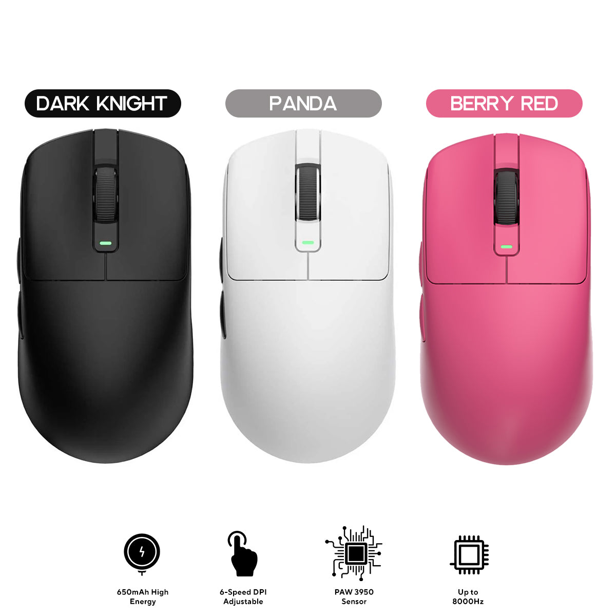 Royal Kludge M3 8K Hz Gaming Mouse (Dark Knight, Panda, Berry Red)