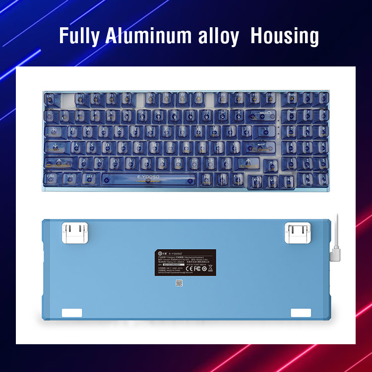 E-Yooso Z-94J Tri-Mode RGB 94-Keys Hot-Swappable Mechanical Keyboard Cystal Blue