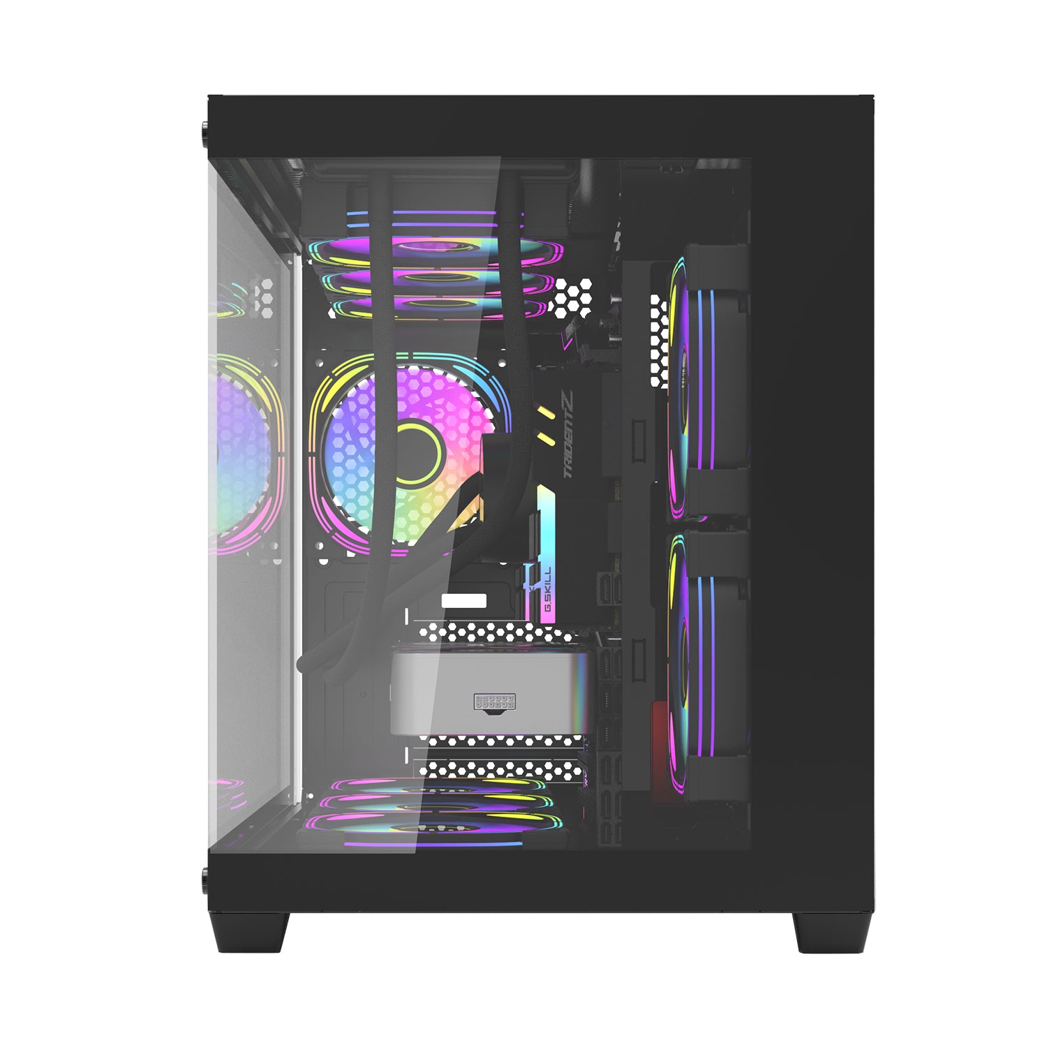 DarkFlash C285MP Exquisite M-ATX PC Case Tempered Glass Panoramic Side Transparent (Black)