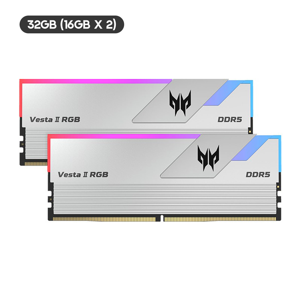 Acer Vesta II 32GB (2x16GB) 6000MHz CL36-45-45-96 AMD EXPO Ready DDR5 UDIMM (Black, Silver) (BL.9BWWR.652, BL.9BWWR.653)