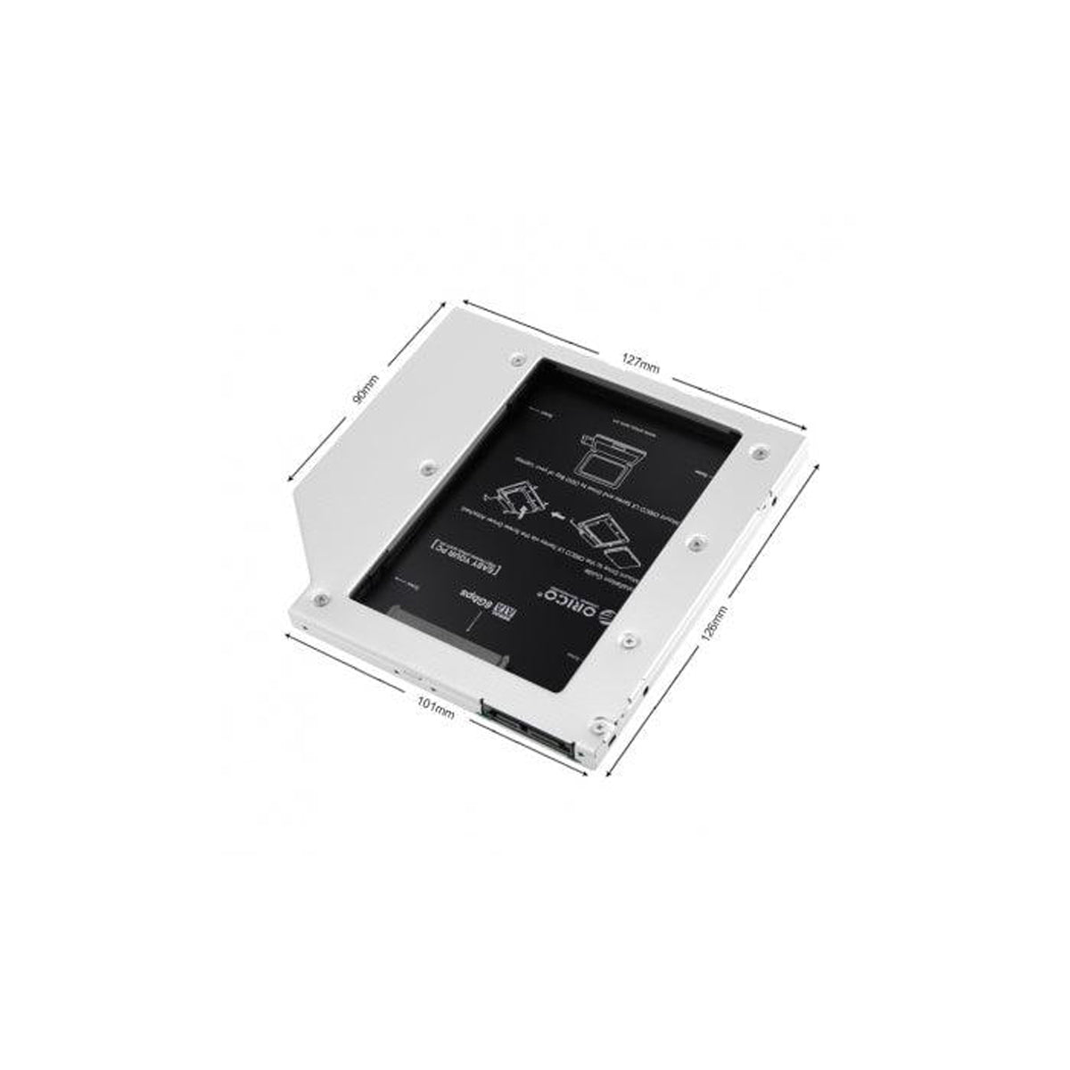 ORICO 2ND 2.5” SATA HDD/SSD Caddy Tray Adapter For Laptop CD/DVD-ROM Drive Slot (Silver) (L95SS)