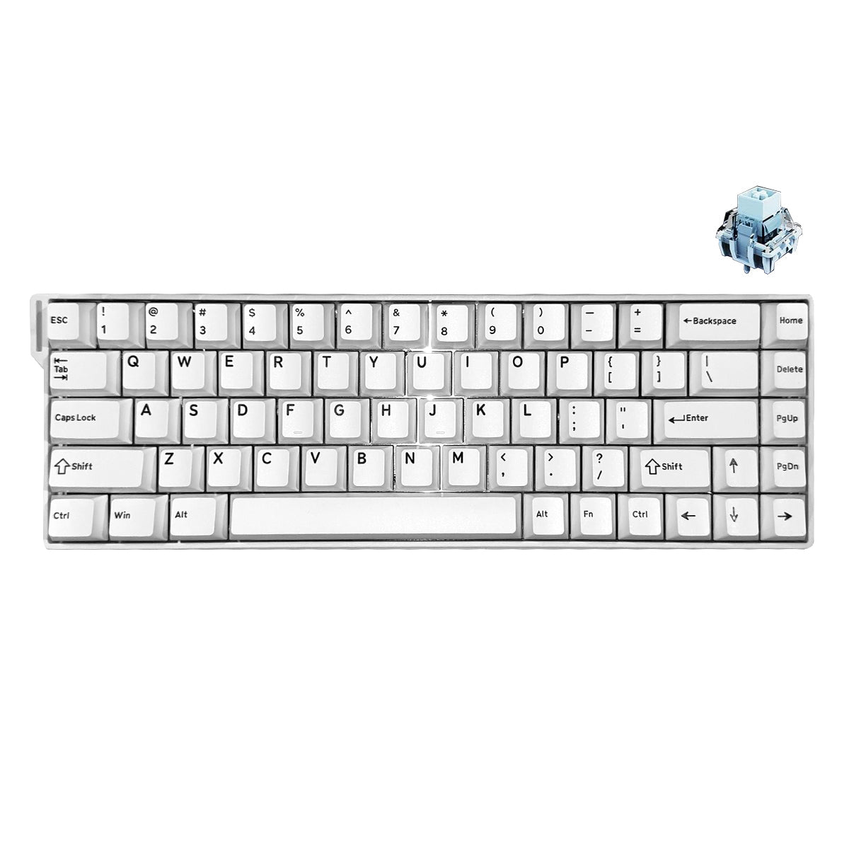 Ajazz AK680 V2 RGB Wired 68-Keys Aluminum Case Hot-Swappable Mechanical Keyboard (White) (Ice Island Switch)