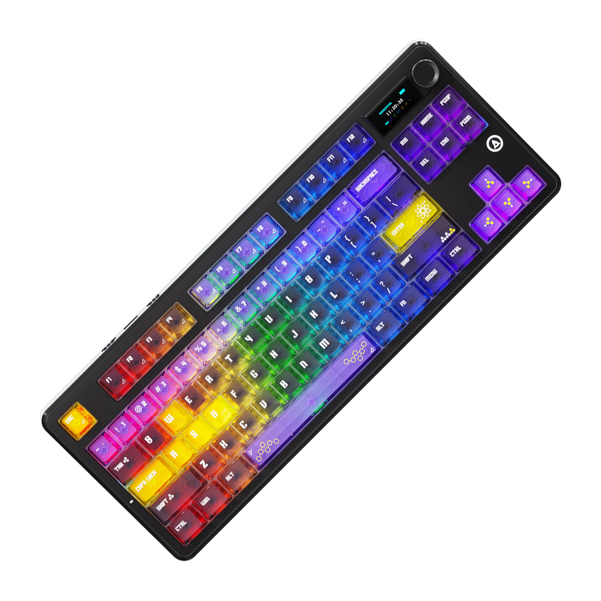Ajazz MK87 Pro RGB Tri-Mode Mechanical Keyboard (Transparent Yellow-Purple Deep-Purple) (Lichee Switch)