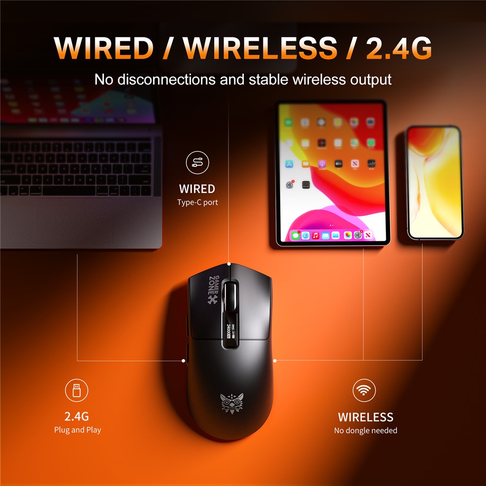 Onikuma DM10 Tri-Mode RGB Wireless Gaming Mouse