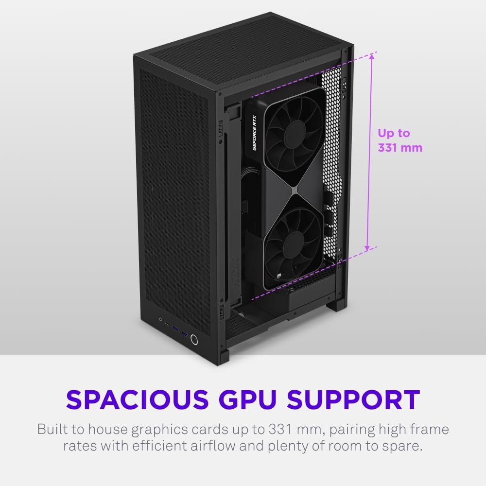 NZXT H2 Flow 2026 Mini-ITX Airflow Case (Black) (CI-H21FB-01)