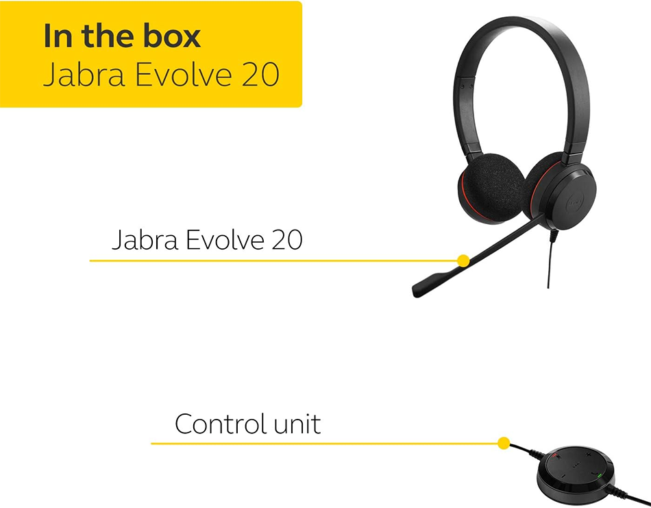 Jabra Evolve 20 Stereo UC USB-C/A Noise-Cancelling Headset (Black)