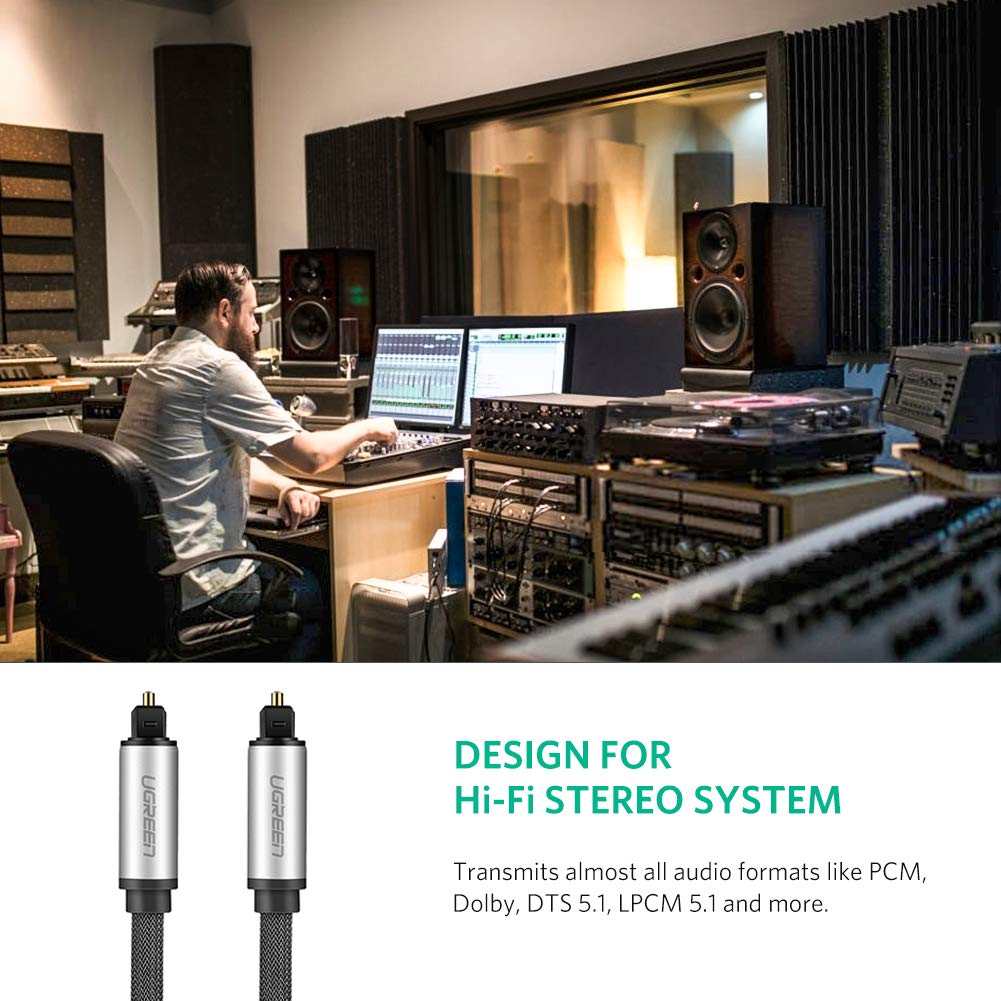 Ugreen Toslink Optical Male to Male Audio Cable - 1m (Gray/Silver) (AV108/10539)