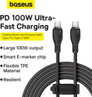 Baseus Pudding Series Fast Charging Cable Type-C to Type-C 100W (Cluster Black) (1.2M, 2M) (P10355702111-00, P10355702111-01)